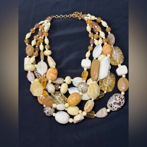Joan Rivers Large Chunky Lucite Necklace 5 Strand Gold Tone Hardware Beaded Vtg